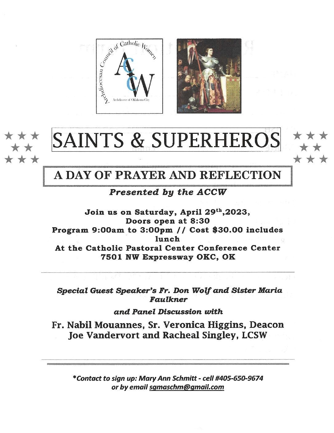 "Day of Prayer and Reflection" Saints & Superhero's"